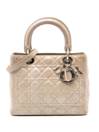 Dior Borsa a tracolla Lady Dior media iridescente con motivo Cannage 2007 - Oro