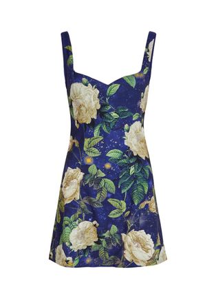 Alice & Olivia Eve Embellished Floral Crepe Mini Dress - Multicoloured - 10 (UK14 / L)