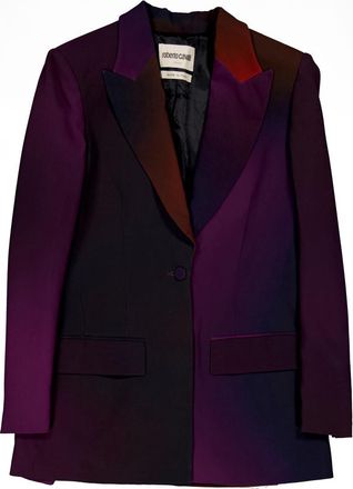 Roberto Cavalli Purple and Black Ombre Tailored Blazer, Brand Size 42 ( US Size 8 )