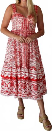 Farm Rio River Ride Midi Dress In Red
