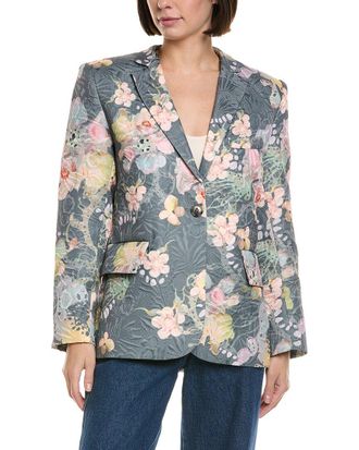 Cynthia Rowley Printed Brocade Oversized Blazer