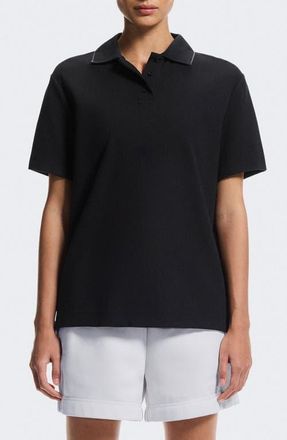 On Courtside Tipped Piqu&eacute; Polo in Black/Eclipse at Nordstrom, Size X-Small