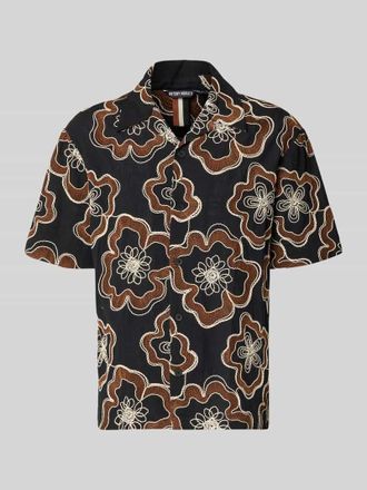 Antony Morato Freizeithemd mit floralem Allover-Stitching Modell Dova in Black, Gr&ouml;&szlig;e 46