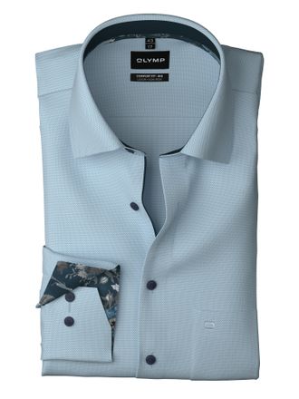 Olymp Langarmhemd OLYMP Big & Tall, Herren, Gr. 49, N-Gr, blau (bleu), Web, Obermaterial: 100% Baumwolle, comfort fit normal, 2-Knopf-Manschette, Hemden Lan