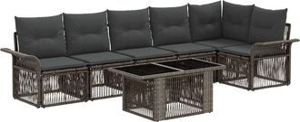 vidaXL Conjunto De Sof&aacute;s De Jard&iacute;n 7 Uds. Gris Y Gris Oscuro Vidaxl