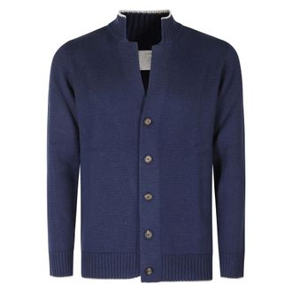 Eleventy Mag0N037 Maglia Cardigan met 4 knopen - Heren - Truien - Blauw - Maat: 2XL Zijde