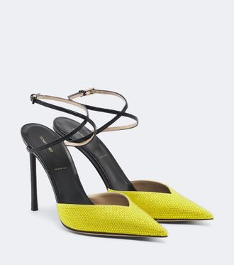 Tom Ford Selen embellished leather slingback pumps