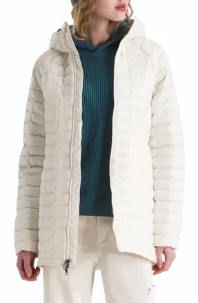 The North Face Thermoball Hd Hooded Parka In White Dune Edge