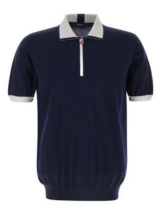 Kiton zip-up polo shirt - men - Cotton - XXXL - Blue