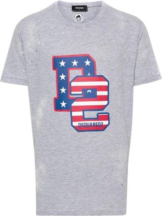 Dsquared2 Stijlvol T-shirt - Heren - T-shirts - Grijs - XL - Katoen - Tops
