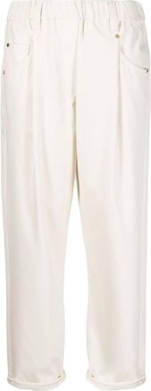 Brunello Cucinelli straight-leg cropped trousers - women - Cotton/Eco Brass/Elastane/Acetate/Polyester - 42 - Neutrals