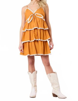Peach Love California Scalloped Edges Mini Dress In Orange