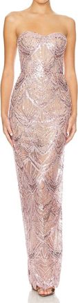 Bronx and Banco Gizelle Embellished Column Gown In Blush