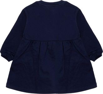 Moschino Bow-Embroidered Cotton Dress - Navy