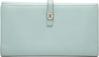 Chanel 2004-2005 Leather Coco Button Wallet long wallets - Blue