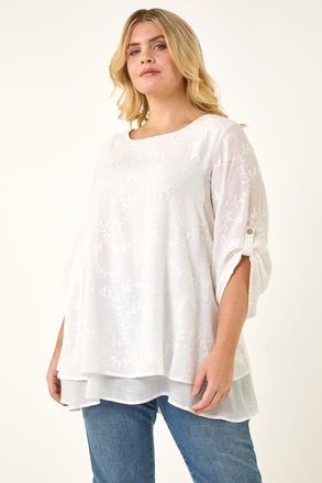 Roman Embroidered Asymmetric Layer Top