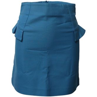Sandro Sando Paris High Waisted A-Line Mini Skirt in Blue Cotton