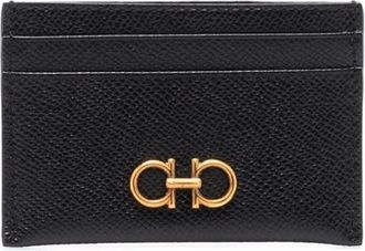 Ferragamo Black Gancini leather credit card case