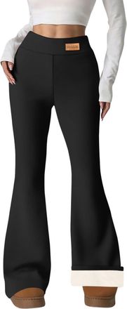 Generic Fleece Lined Leggings for Women UK Butt Lifting High Waisted Flared Leggings Thermal Yoga Pants Gym Workout Sports Winter Trousers (UK, Alpha, L, Regu