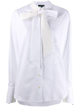 JEJIA pussy-bow long sleeve silk blouse - White