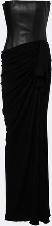 Alex Perry Draped leather and jersey corset gown