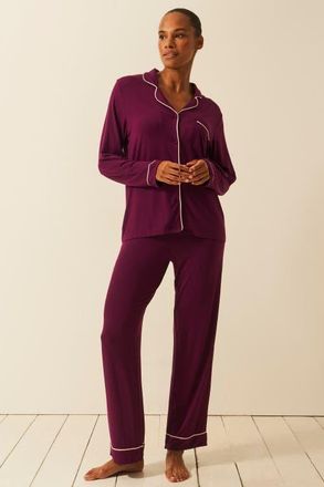 Stripe and Stare Long Pyjama Set in Black Cherry at Nordstrom, Size Medium Uk