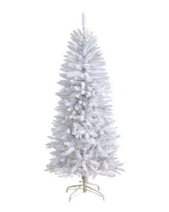 Nearly Natural 5Ft Slim White Artificial Christmas Tree With 491 Bendable Branches