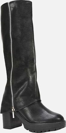 XY London Womens XY London Womens/Ladies Juliana Folded Collar Knee-High Boots - Black - Size: 5