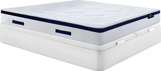 Vente-Unique Cama 180 x 200 cm - Somier con arc&oacute;n blanco + colch&oacute;n h&iacute;brido de muelles ensacados - MARQUIS de YSM&Eacute;E