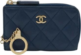 Chanel Pre-owned Wallets, female, Blue, Size: ONE SIZE Pre-owned Matelass&eacute; Lambskin Coin Purse
