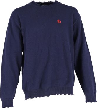 Balenciaga Balenciaga trui met geborduurd logo in marineblauwe wol