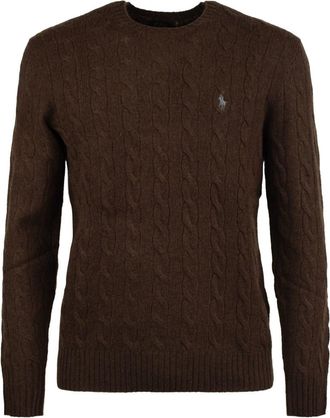 Ralph Lauren Brown Braided Wool And Cashmere Sweater