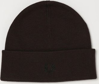 Fred Perry Wool and Cotton Blend Beanie Hat with Embroidered Logo