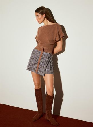 Icone Womens Checked side-tie mini skort