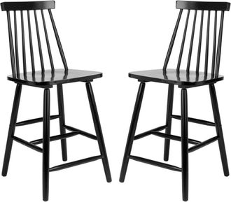 Safavieh Set de 2 taburetes de bar en madera de caucho negra