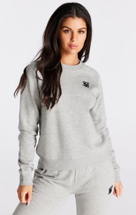 Siksilk Sudadera esencial gris jaspeado para mujer SikSilk L