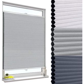 Woltu Estor Enrollable Plisado De Panal De Abeja Para Ventana Gris-blanco 50x120 Cm - Woltu