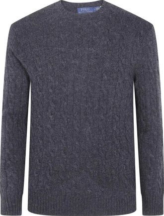 Polo Ralph Lauren Wollen Kabeltrui met Kasjmier - Heren - Ronde hals truien - Zwart - XL - Wol - Truien & Vesten