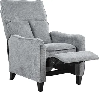Beliani Beliani - Sill&oacute;n Reclinable Gris Reposapi&eacute;s Extra&iacute;ble Estilo Vintage Respaldo Alto Royston