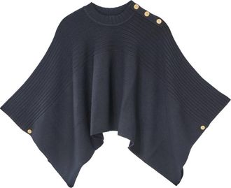 Karl Lagerfeld Ribgebreide Poncho - Dames - Ponchos - Zwart - L - Katoen - Jassen