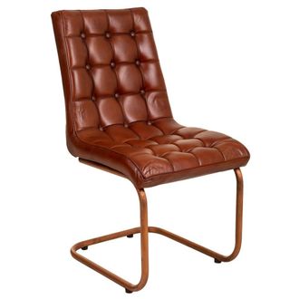 Wanderlust Deco Wanderlust Deco - Silla De Metal Y Piel Marr&oacute;n 46x46x93