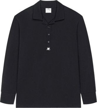 Courr&egrave;ges Oversized Polo - Heren - Polos - Zwart - S - Katoen - Tops