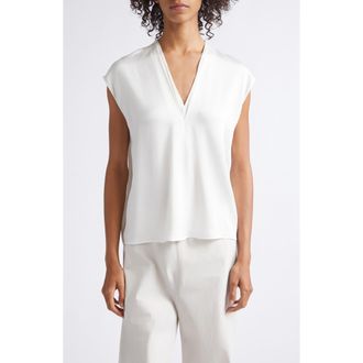 Vince V-Neck Cap Sleeve Top in Off White at Nordstrom, Size Xx-Small