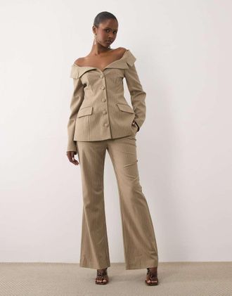 Asos Pantaloni sartoriali a sigaretta gessati in coordinato-Multicolore