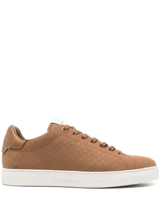 Emporio Armani logo-embossed sneakers - men - Calf Leather/Polyurethane/Calf Leather/Rubber/Fabric - 8.5 - Brown