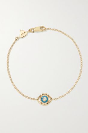 Alison Lou Bracciale In Oro 14 Carati E Smalto Con Diamanti Evil Eye
