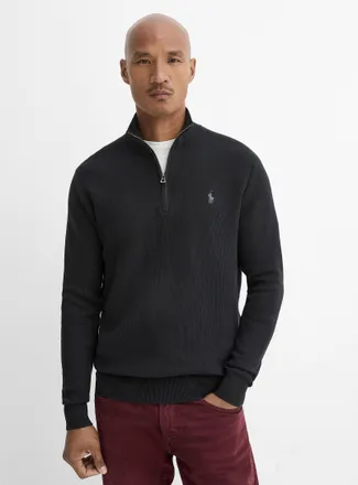Polo Ralph Lauren Polo Shirt Ralph Lauren - Mens Honeycomb-stitch zip-neck sweater