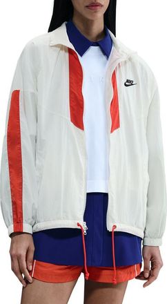 Nike Sportswear Oversize Jacket in Sail/Picante Red/Black at Nordstrom, Size Xx-Large