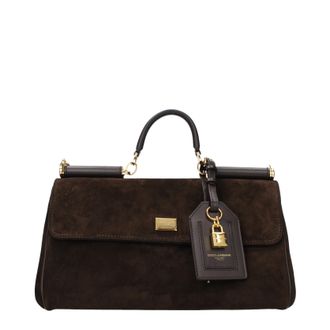 Dolce & Gabbana Handtaschen Mt Sicily Damen Wildleder Braun/Ebenholz