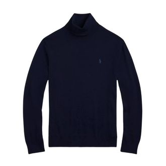 Ralph Lauren Grijze golf met logo - Heren - Coltruien - Blauw - M - Wol - Truien & Vesten